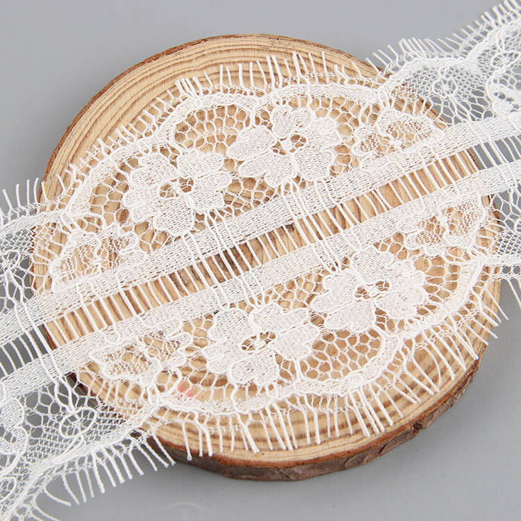 Lace Trim Eyelash Bridal Nylon Lace Fabric for Women's Wear Wholesale 4